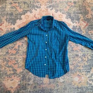 J. Crew Blue and Black Plaid Casual Button Down Shirt slim fit